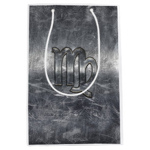 Virgo Zodiac Sign Silver gestörter Stil Mittlere Geschenktüte