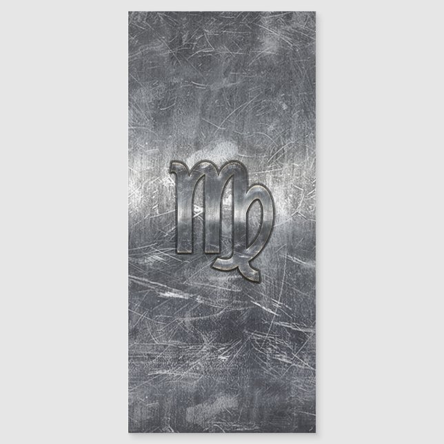 Virgo Zodiac Signage Silver Distressed Style Magnetkarte (Vorderseite)
