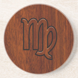 Virgo Zodiac Signature im Mahagoni-Holzstil Getränkeuntersetzer