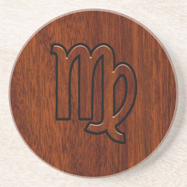 Virgo Zodiac Signature im Mahagoni-Holzstil Getränkeuntersetzer (Vorne)
