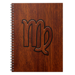 Virgo Zodiac Signature im Mahagoni-Holzstil Notizblock