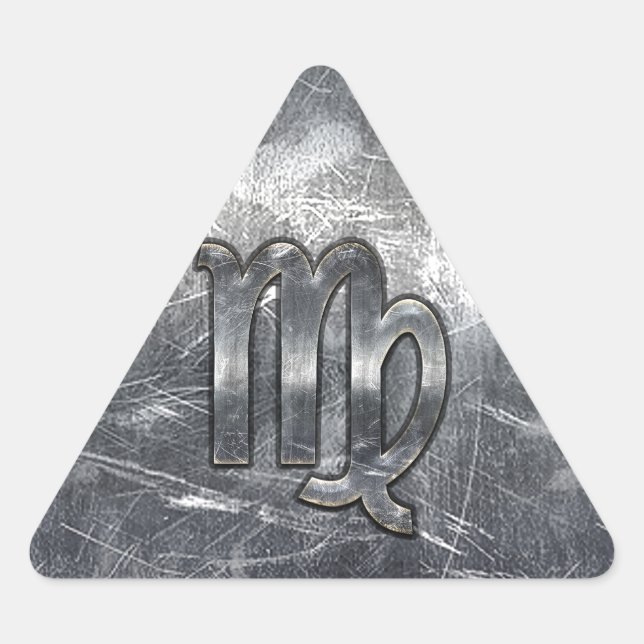 Virgo Zodiac Signierung in Grunge Bedresste Style  Dreieckiger Aufkleber (Vorderseite)