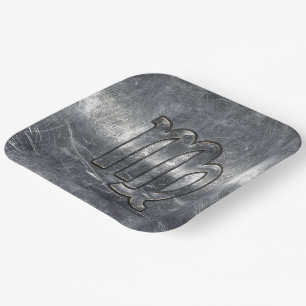 Virgo Zodiac Signierung in Grunge Bedresste Style  Pappteller