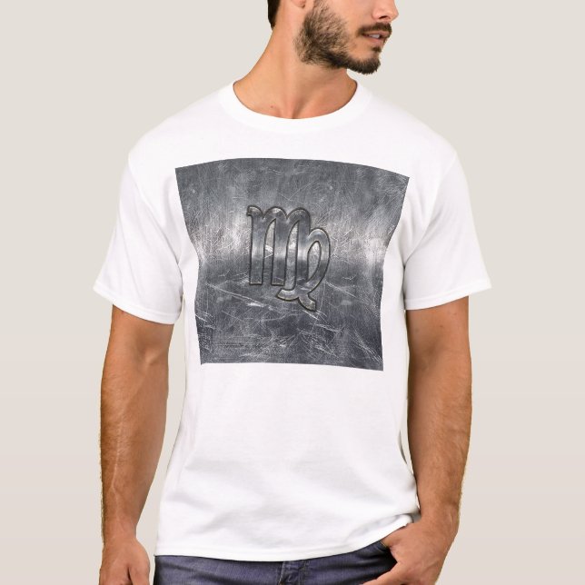 Virgo Zodiac Signierung in Grunge Bedresste Style  T-Shirt (Vorderseite)
