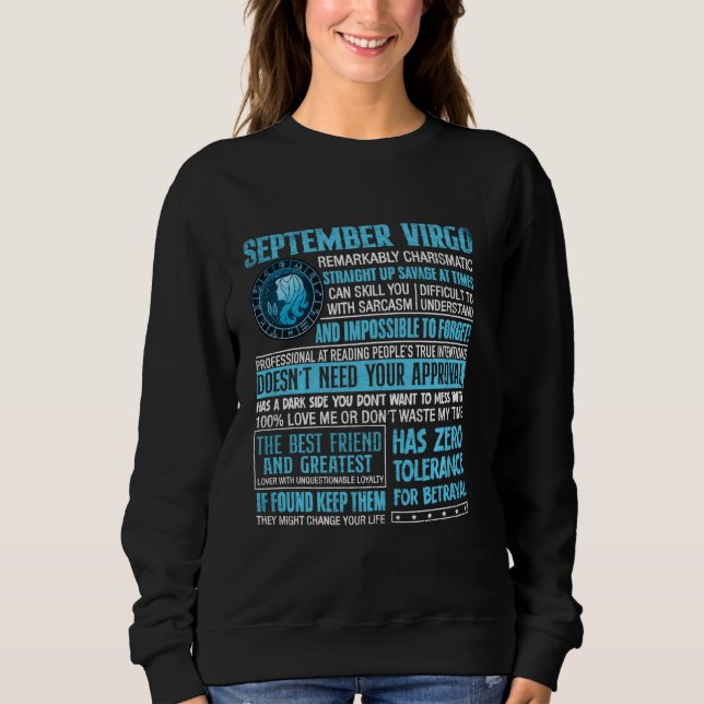 Virgo Zodiac Signs Astrologie September Geburtstag Sweatshirt (Vorderseite)