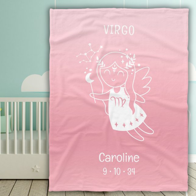 Virgo Zodiac Star Name Birthdate Pink Baby Fleecedecke (Von Creator hochgeladen)
