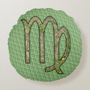 Virgo Zodiac Symbol Element von Kenneth Yoncich Rundes Kissen