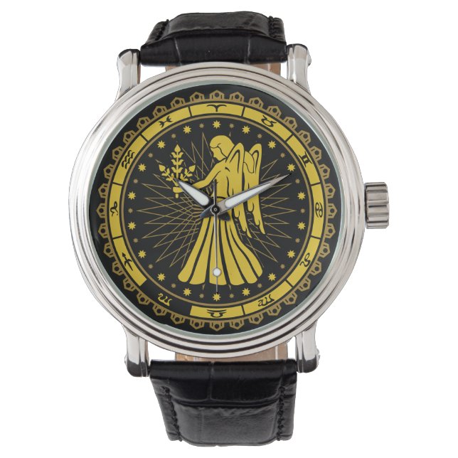 Virgo - Zodiac - Symbol - Horoskop Armbanduhr (Vorderseite)