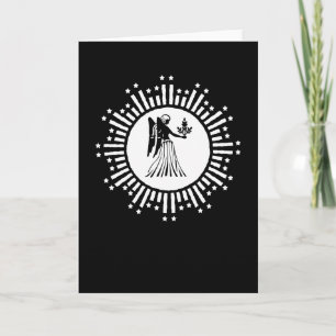 Virgo Zodiac Symbol mit Sternen & Radiant Sunburst Karte