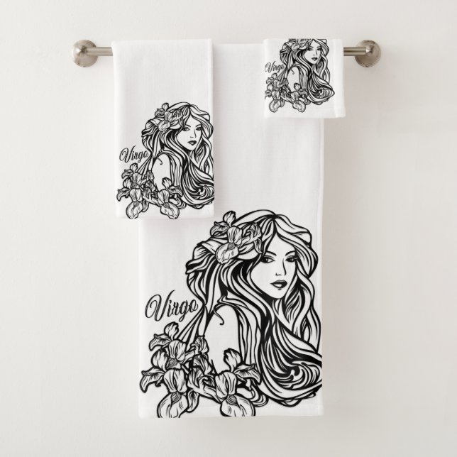 Virgo Zodiac Symbol und Zeichen Badhandtuch Set (Insitu)
