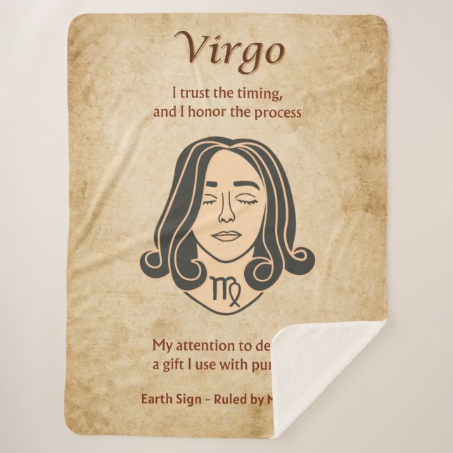 Virgo Zodiac with Mindful Strength Affirmations  Sherpadecke (Vorderseite)
