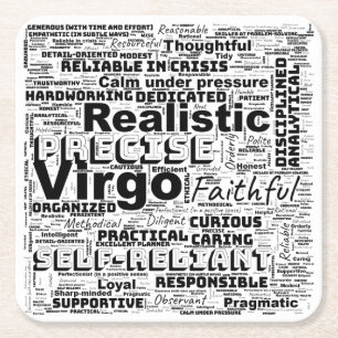Virgo Zodiac Word Cloud Inspiration Rechteckiger Pappuntersetzer