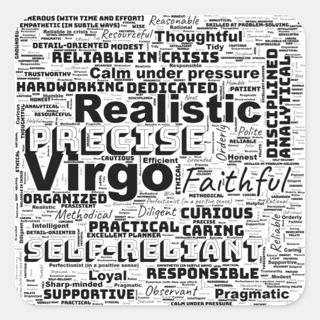 Virgo Zodiac Word Cloud Inspiration Schlüsselanhän Quadratischer Aufkleber (Vorderseite)