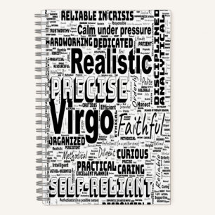 Virgo Zodiac Word Cloud Inspiration Spiral Notizbuch