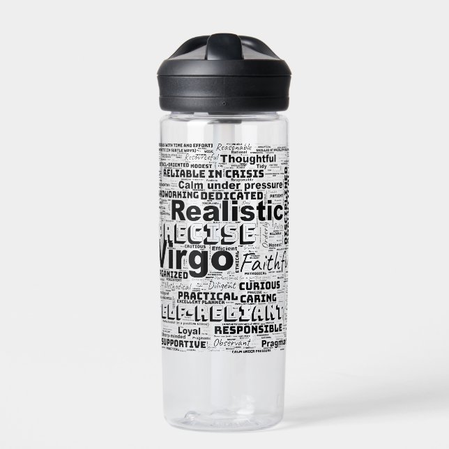 Virgo Zodiac Word Cloud Inspiration Trinkflasche (Vorderseite)
