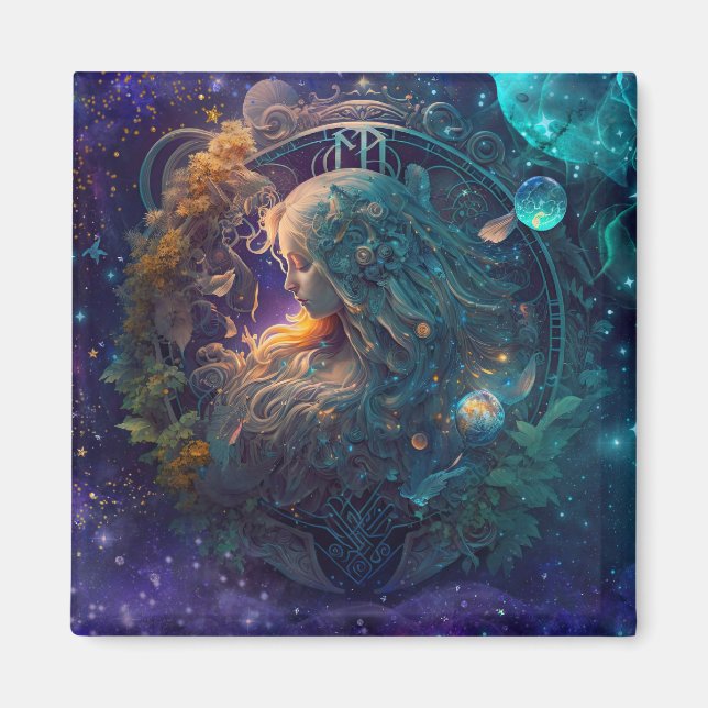 Virgo Zodiac Zeichenwasser-Farbe Design Magnet (Vorne)