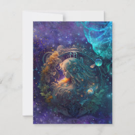 Virgo Zodiac Zeichenwasser-Farbe Design Mitteilungskarte