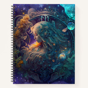 Virgo Zodiac Zeichenwasser-Farbe Design Notizbuch