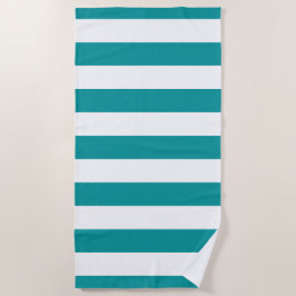 Viridian Green White Striping Muster Strandtuch