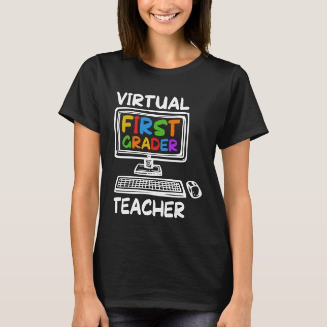 Virtual 1st Grade Teacher Distance Learning Back t T-Shirt (Vorderseite)