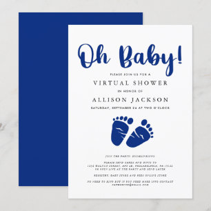 Virtual Baby Boy Shower Navy Blue Feet Einladung