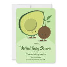 Virtual Baby Dusche Avocado und Pit Cartoon