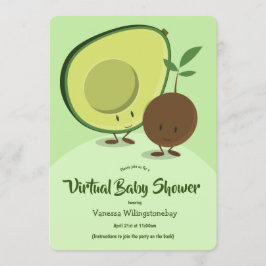 Virtual Baby Dusche Avocado und Pit Cartoon Einladung
