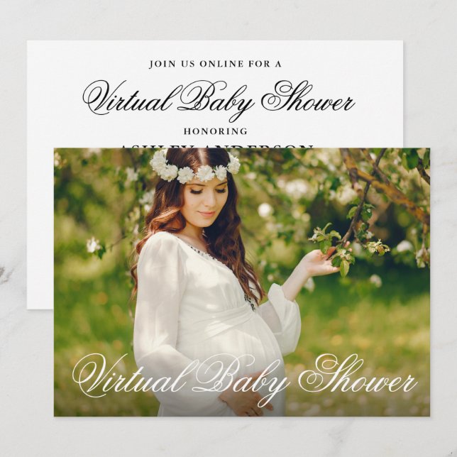 Virtual Baby Dusche Mama zum Foto Einladung (Vorne/Hinten)