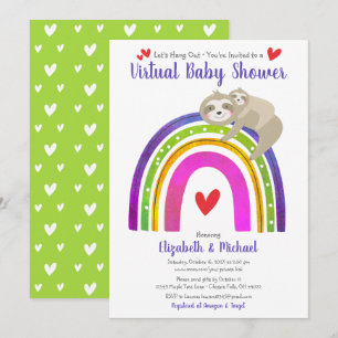 Virtual Baby Dusche Niedlich Sloth Boho Rainbow Mo Einladung