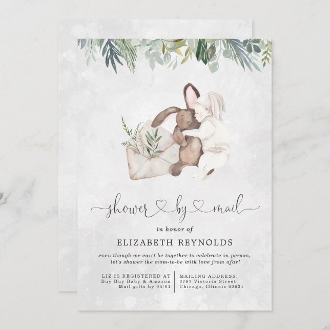 Virtual Baby-Dusche per Mail Einladung (Vorne/Hinten)