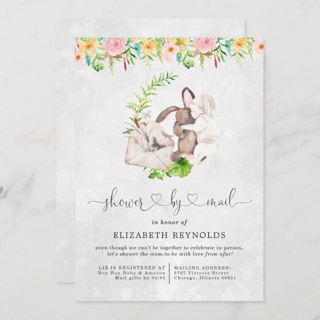 Virtual Baby-Dusche per Mail Einladung (Vorne/Hinten)