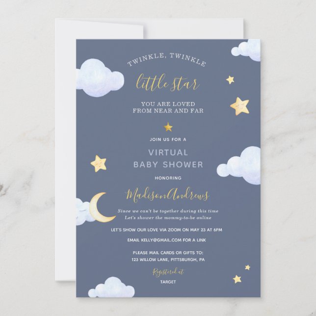Virtual Baby Dusche von Mail Twinkle Little Star Einladung (Vorderseite)
