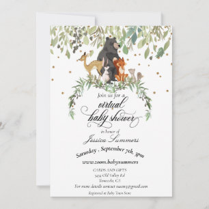Virtual Baby Shower Woodland Tiere Einladung