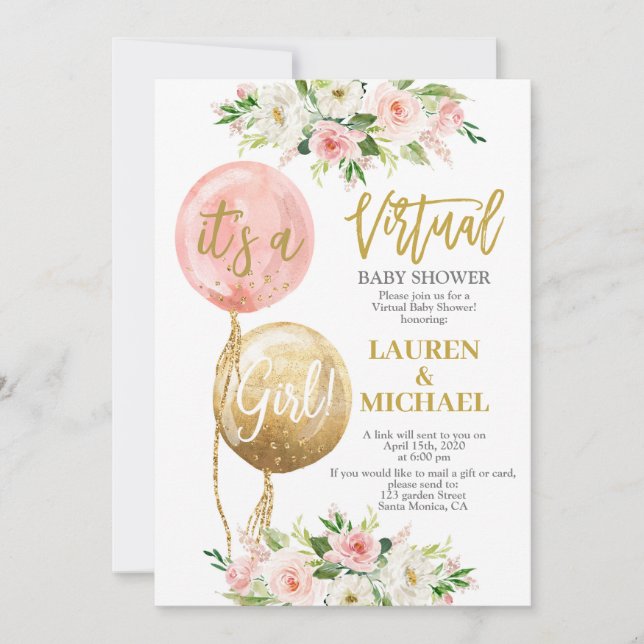 Virtual Baby Showgirl Einladung (Vorderseite)