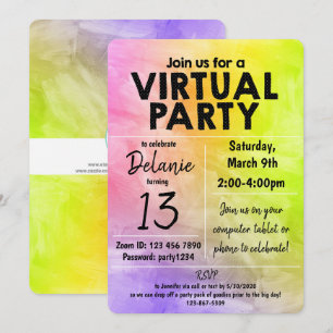 Virtual Birthday Party Watercolor Design Einladung