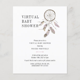 Virtual Boho Dream Catcher Baby Shower Einladung