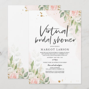 Virtual Bridal Dusche Einladung Grün & Gold