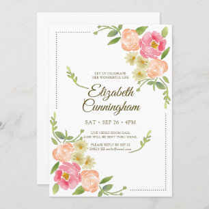 Virtual Celebration of Life Watercolor Florals Einladung