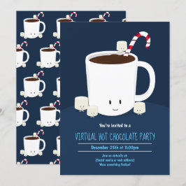 Virtual Christmas Party Hot Chocolate Blue Einladung