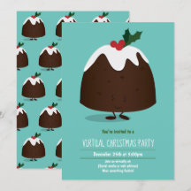 Virtual Christmas Party Pudding Holiday Aquamarin 