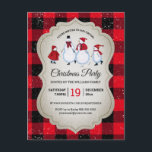 Virtual Christmas Party Snowman Red Buffalo Karier Einladungspostkarte<br><div class="desc">Diese charmante,  virtuelle Weihnachtszeit-Party Einladung besticht durch ein Skaten aus Schneemobil,  das auf beigem Hintergrund von roten und schwarzen Büffeln kariert mit fallendem Schnee gesäumt ist. Entworfen von Künstler ©Susan Coffey.</div>