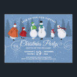 Virtual Christmas Party Snowman Skaten Pine Trees Einladung<br><div class="desc">Diese rustikale Weihnachtsfeier-Party Einladung zeigt eine Schneemannsfamilie,  die auf einem blauen Hintergrund von Kiefern und fallendem Schnee gemeinsam Skaten. Personalisieren Sie Ihre Feiertagsdetails. Entworfen von Künstlern ©Tim Coffey und Susan Coffey.</div>