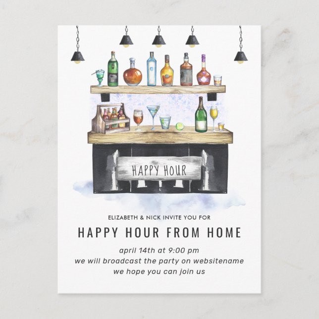 Virtual Cocktail-Party Einladung Postkarte (Vorderseite)