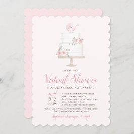 Virtual Dusche in großer Entfernung Rosa Pram Cake Einladung