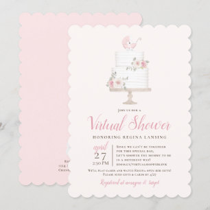 Virtual Dusche in großer Entfernung Rosa Pram Cake Einladung