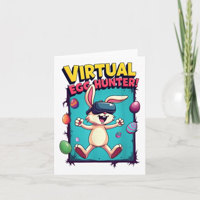 Virtual Egg Hunter - Funny Gamer Bunny Vr _ Ostern Karte (Vorderseite)