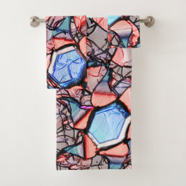 Virtual entalhada nas cores azul e salmão badhandtuch set