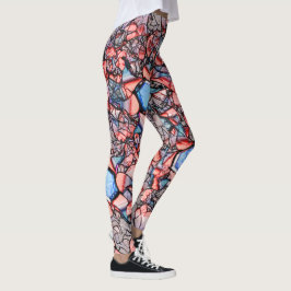 Virtual entalhada nas cores azul e salmão leggings