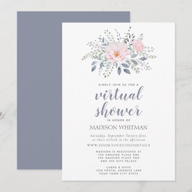 Virtual-Floral-Dusche Einladung (Vorne/Hinten)