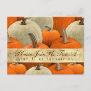 Virtual Friendsgiving Dinner Pumpkin Harvest Einladungspostkarte